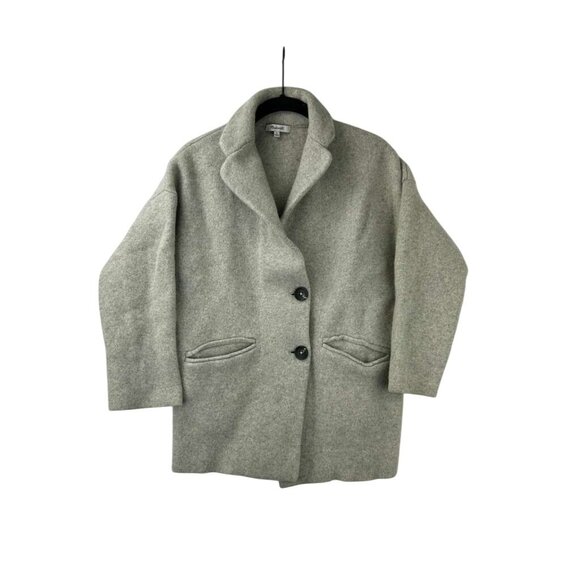 Madewell Jacket Women's S/P 100% Merino Wool Button Front Coat Blazer Gray - Picture 1 of 8